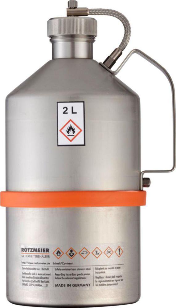 Safety transport container,can,st.steel,cap. 2 ltr