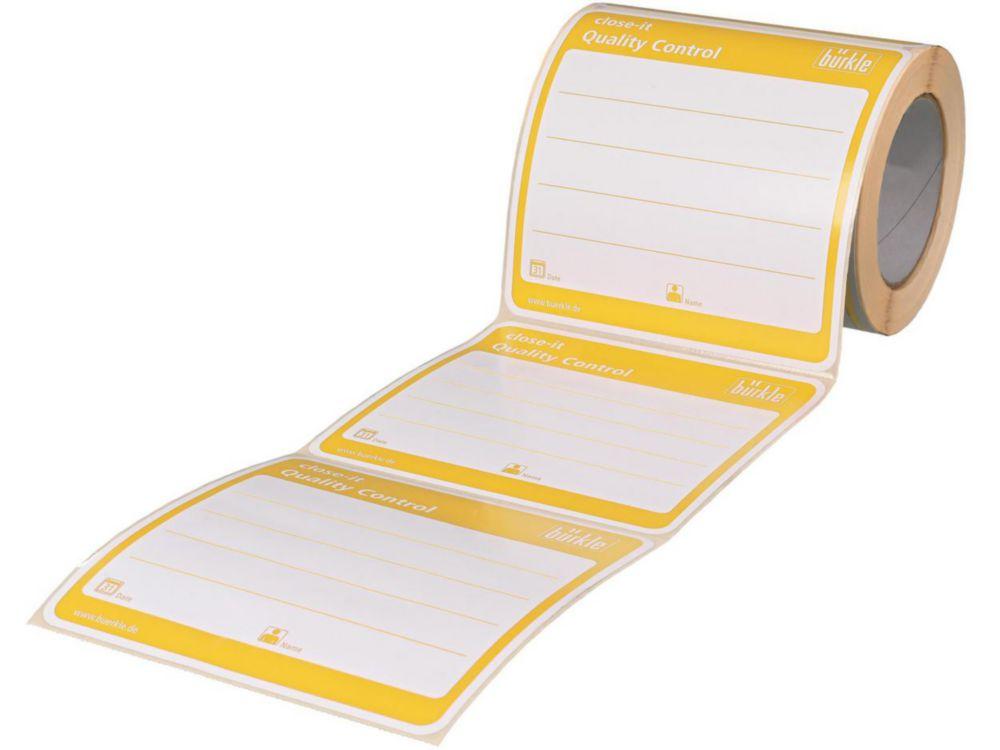 Bürkle Control Seals, Yellow, Maxi 150x150mm, Pack of 250, Printed
