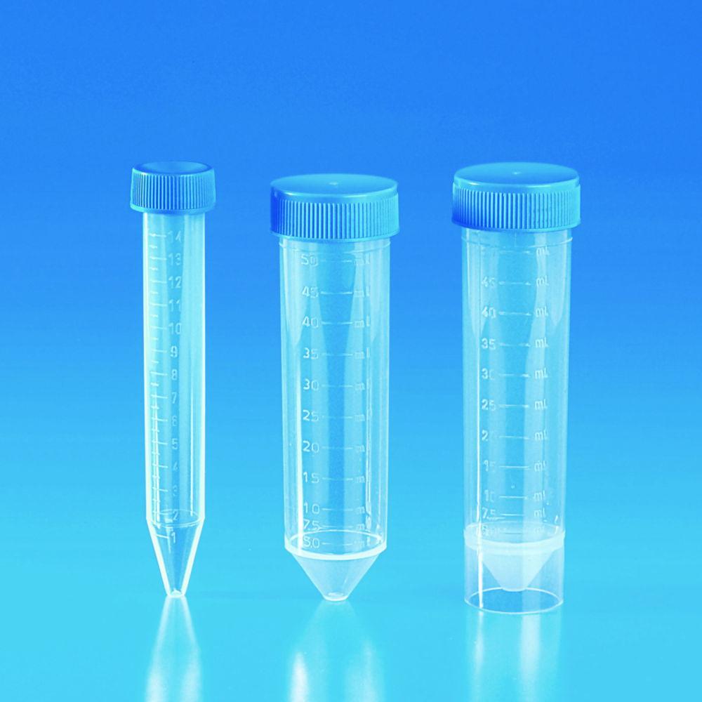 Kartell Test Tubes 50 mL PP Conical Self-Standing Bottom 30x115 mm Grad Red Cap Sterile (Pack of 100)