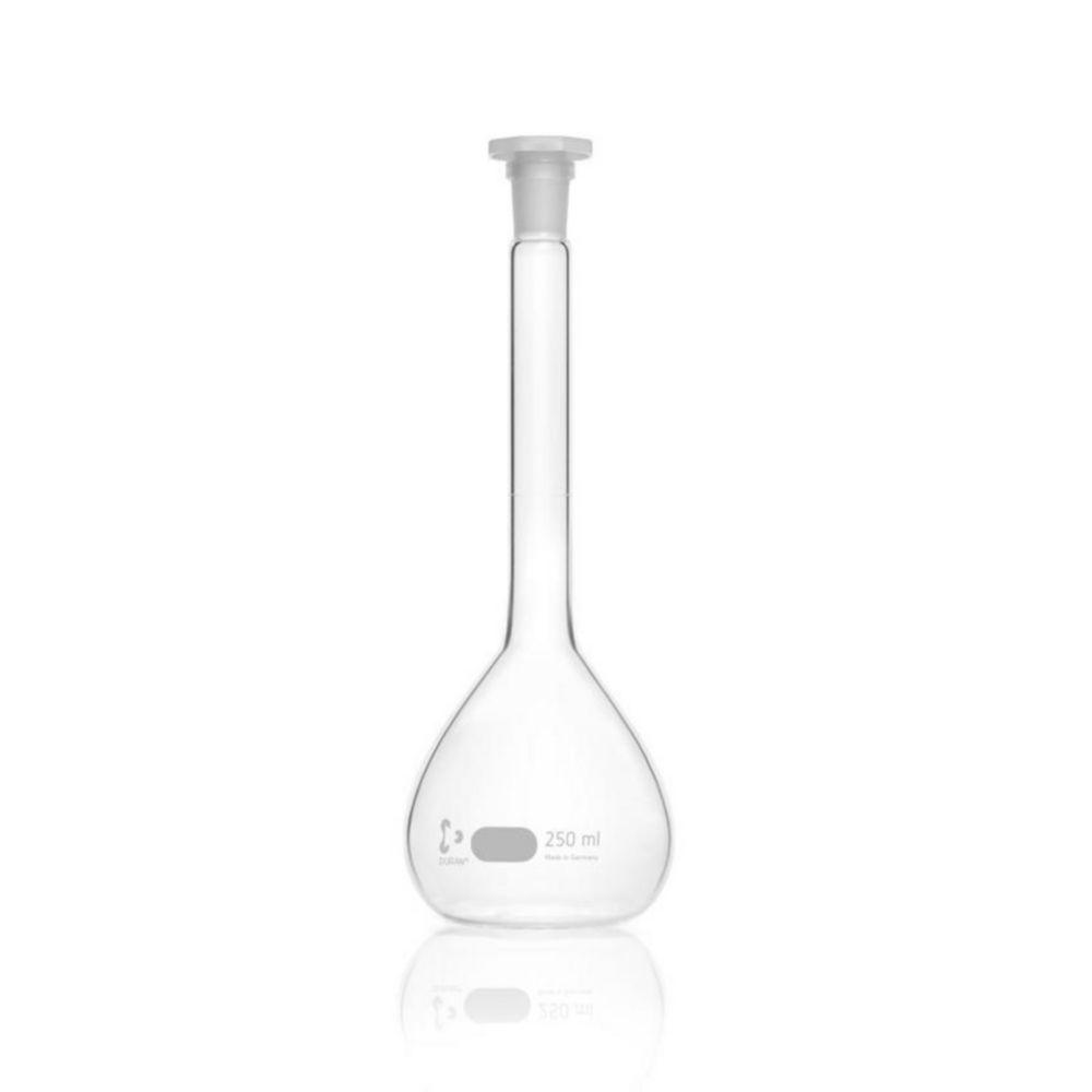 DWK Duran Volumetric Flask 250 mL with One Graduation Mark, Polyethylene Stopper, NS 14/23

