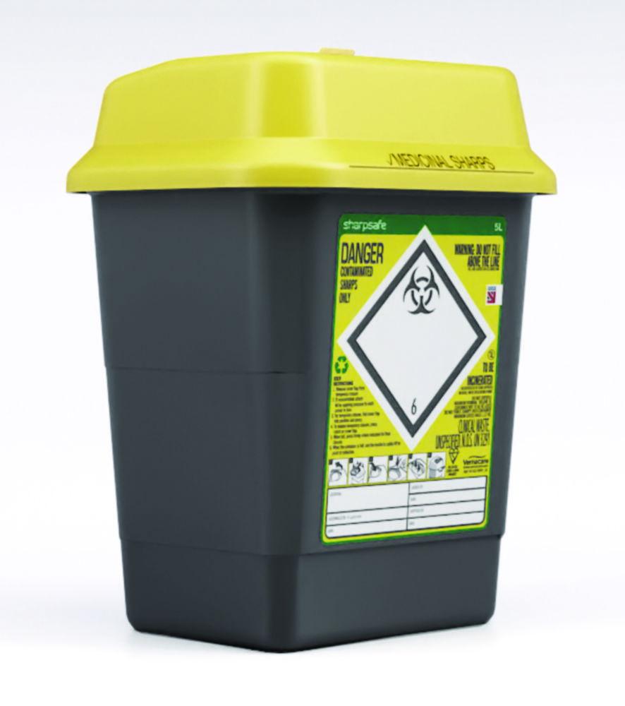 Sharpsafe® 5.0 l needle disposal container International Label D/FR/IT/ES/EN