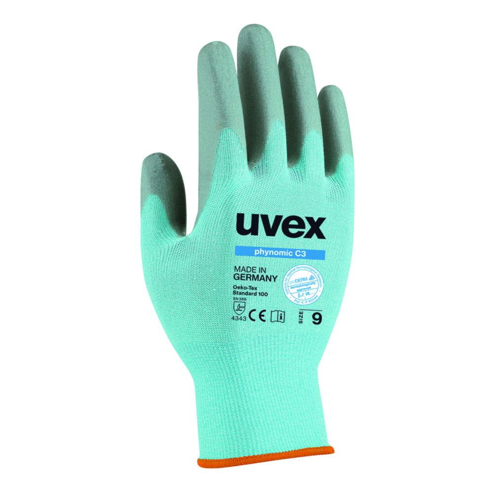 Uvex Phynomic C3 Cut-Protection Gloves, Size 9, Sky Blue, Aqua-Polymer Foam Coating, Pair

