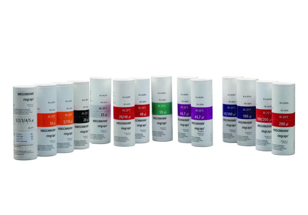Hirschmann Laborgeräte Ringcaps Disposable Capillary Pipettes, Pack of 250, 5 Marks (1, 2, 3, 4, 5 µl), DURAN