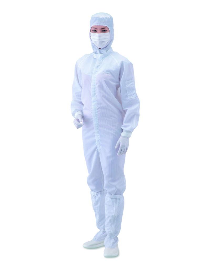 As One ASPURE Overall for Cleanroom, Blue, Polyester, Front Zip, Size L