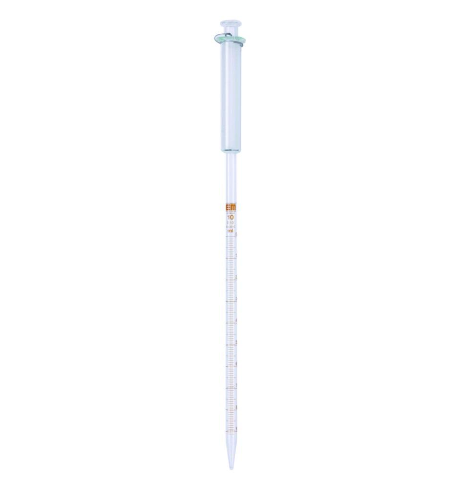Hirschmann Graduated Pipette 2:0.02 ml AR-glass, Amber Graduated, with Piston, Graduated to Tip