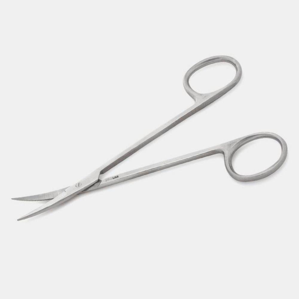 ISOLAB Scissors, 130 mm, Curved, Pointed, Stainless Steel