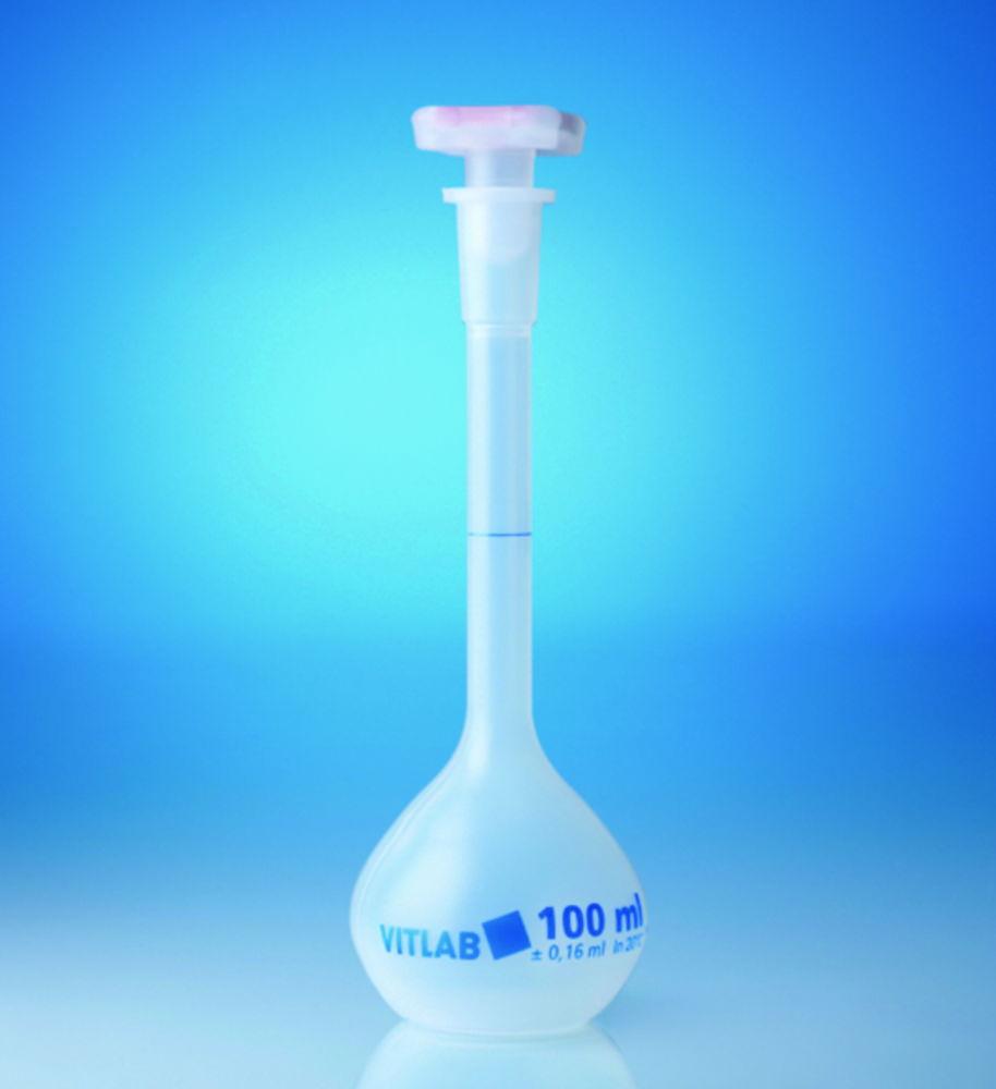 VITLAB Volumetric Flask 10 ml PP NS 10/19 with PP Stopper, Height 90 mm

