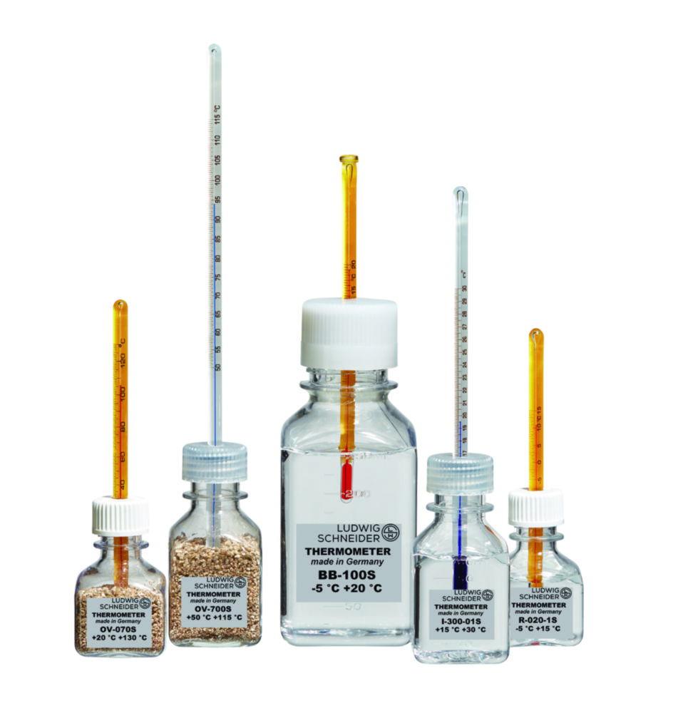 Ludwig Schneider Bottle Thermometer F-010-1S -30 to 5°C with Red Filling, Length 130mm for Freezers, Includes DAkkS Calibration with 1 TP

