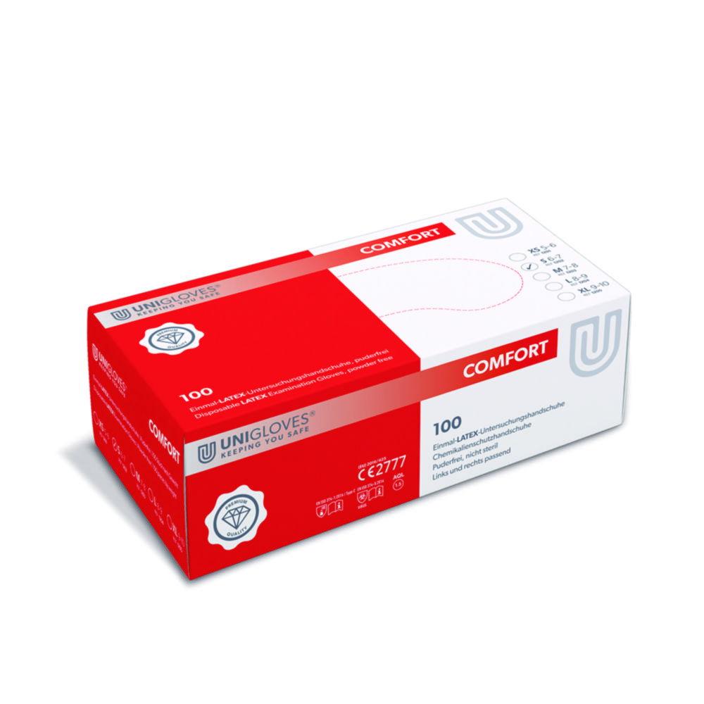 Unigloves Latex Examination Gloves "COMFORT" Size S, Non-Sterile, Powder-Free, Pack of 100
