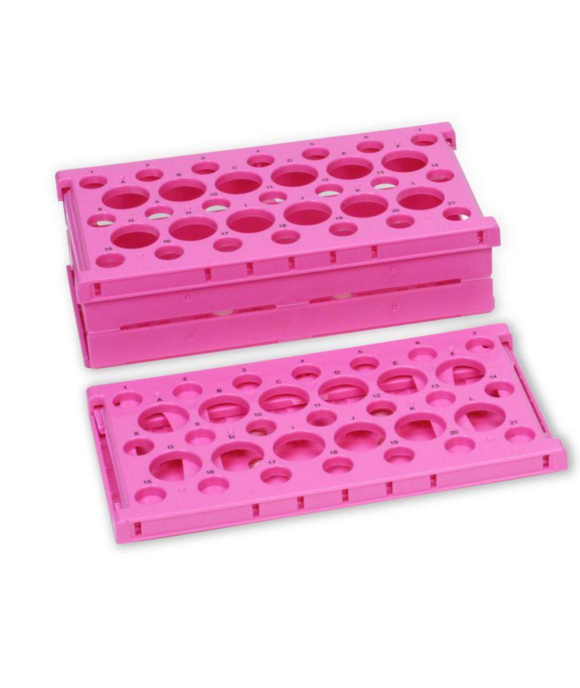 Heathrow Scientific Tube Racks Pop-Up, PP, Foldable for 21×15mL / 12×50mL Tubes, Pink, Pack of 2