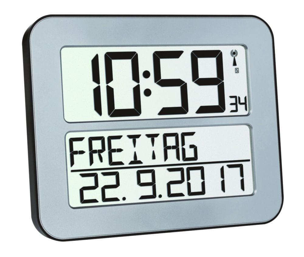 TFA Dostmann Radio Clock with Weekday "TimeLine Max" 7 Languages and Date, 258x30(120)x212 mm, 540 g, 4x 1.5V AA Battery Not Included

