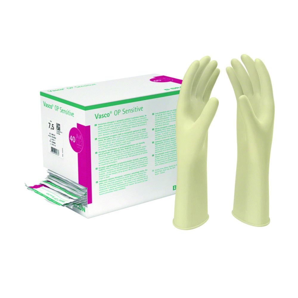 B. Braun Vasco OP Gloves, Size 9 OP Sensitive, Latex, Powder-Free, Sterile, Pack of 40 Pair
