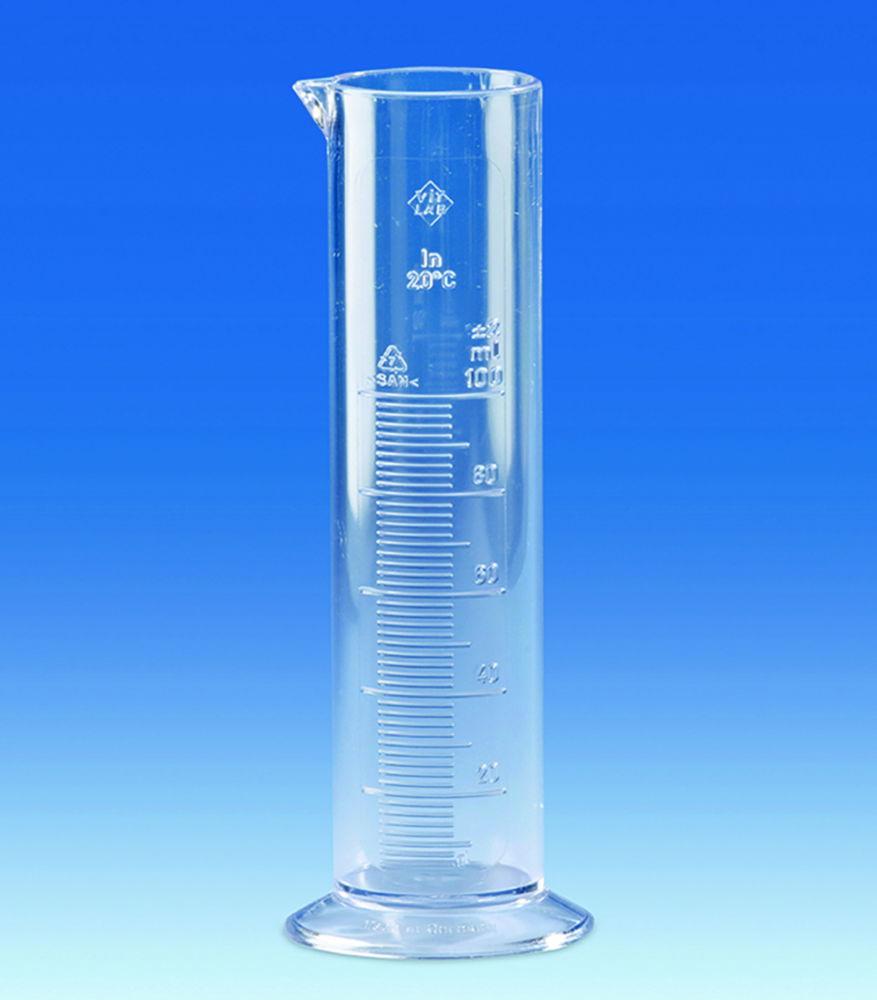 VITLAB Measuring Cylinders, 100 ml, SAN, Low Form, Crystal Clear

