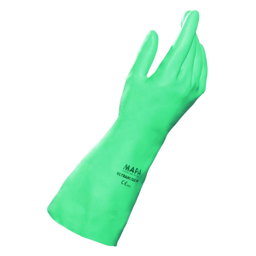 MAPA Chemical Protection Gloves Ultranitril Unit 492, Nitrile, 32 cm, Size 9-9.5, Pack of 10 Pairs