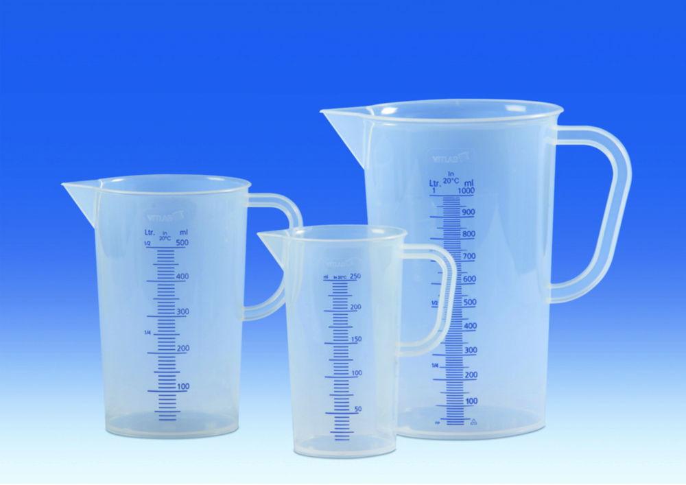 VITLAB Measuring Jug 500 ml, PP, Blue Raised Scale