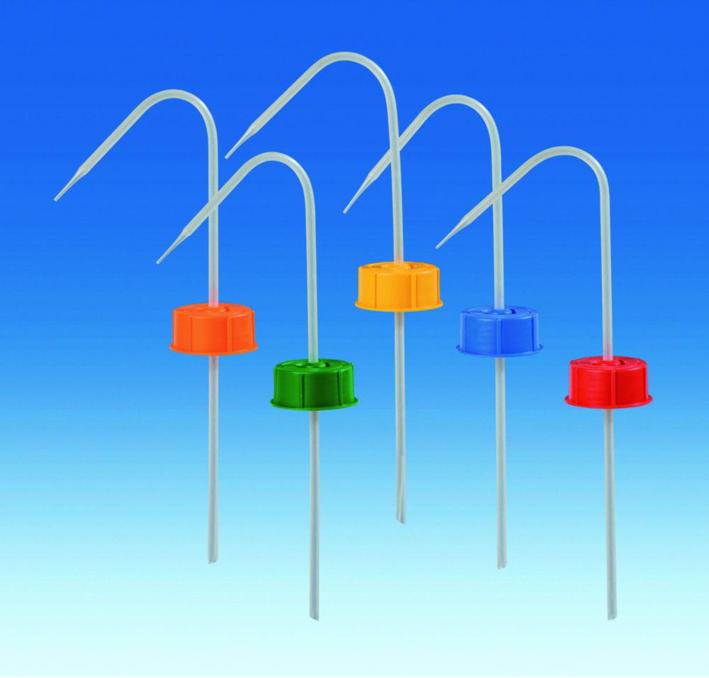 VITLAB Vent Cap Screw Connection with Squirt Pipe, PP, Yellow for Bottle 500 ml, GL 25

