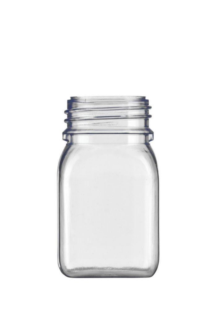 Kautex Square Wide Neck Container, 100 mL, Hard PVC, Clear Cap