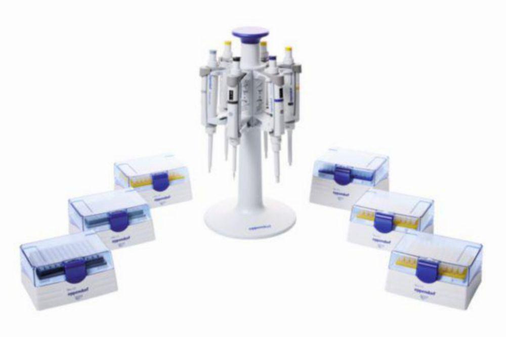 Research® plus, 6-pack, with epT.I.P.S. and pipette carousel 2 : 0.1-2.5 µL, 0.5-10 µl, 2-20 µL (yellow) 10-100 µL, 20-200 µL, 100-1000 µL