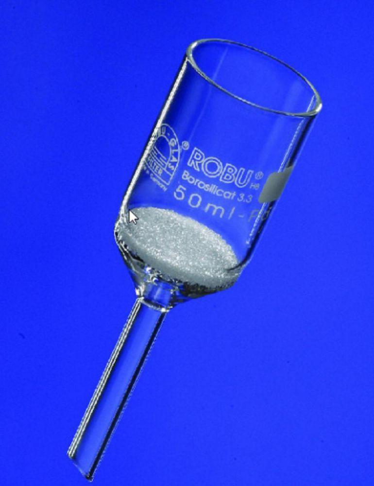 ROBU Glass Filter Funnel, 50 mL, Porosity 3, 36 mm Diameter, 10 mm Stem