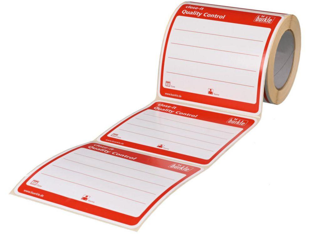 Bürkle Control Seals, Red, Maxi 150x150 mm, Pack of 250, Printed