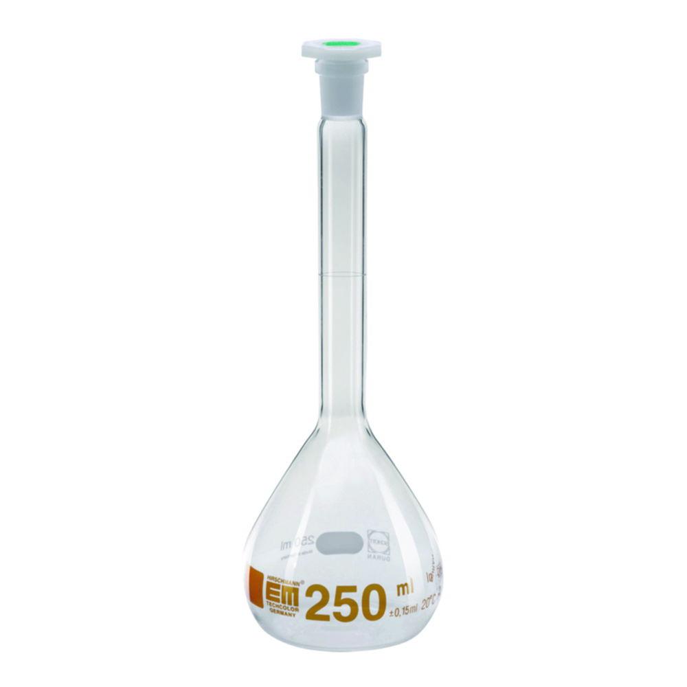 Hirschmann Laborgeräte Volumetric Flask 50 ml, Amber Graduation, NS 14/23, Class A, PP Stopper, DURAN