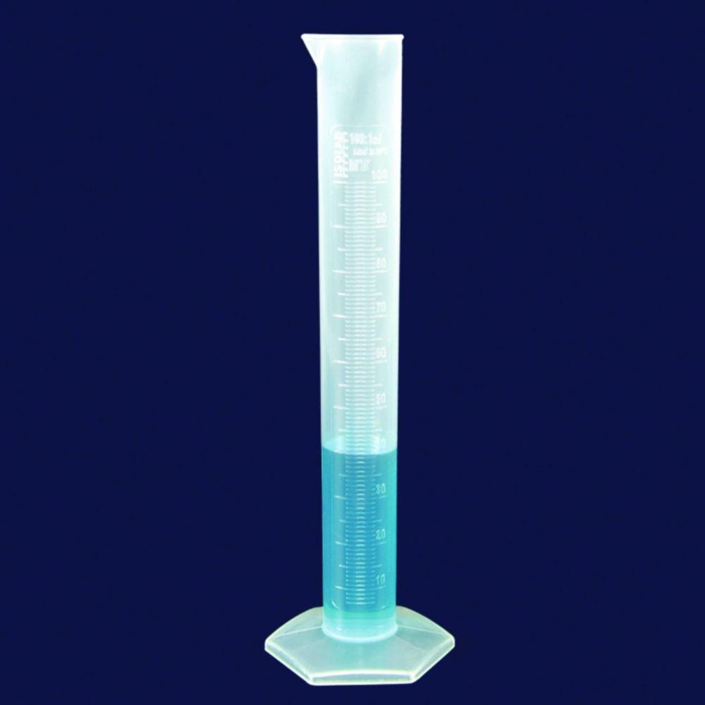 ISOLAB Volumetric Cylinder, 50 mL, High Form, PP, CLB, Embossed Scale