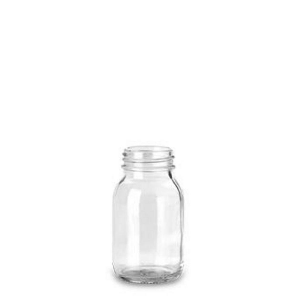 RIXIUS Wide-Neck Clear Glass Bottle 125 mL, DIN 40, Without Cap 9072165 (Pack of 80)