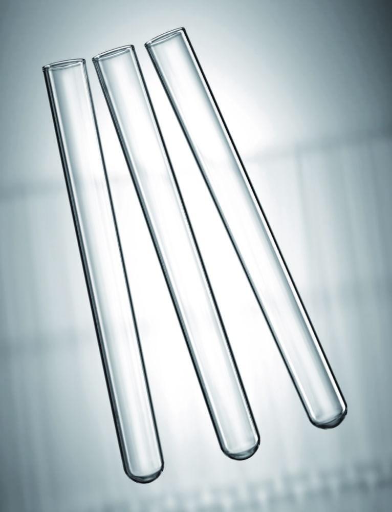 Scherf Test Tubes, 180 × 18 mm, 0.6–0.7 mm Wall, Soda Lime Glass, With Rim, Round Bottom, Pack of 100

