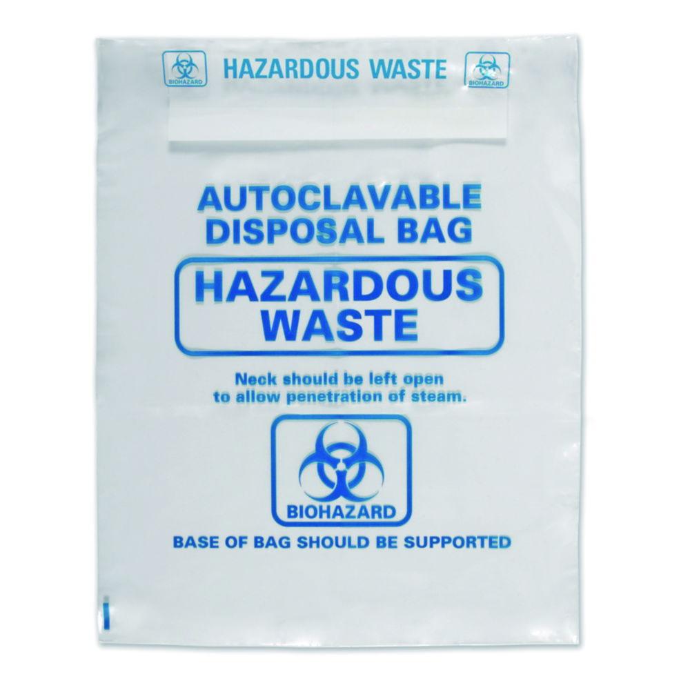 LLG Autoclavable Bags 415x600mm, PP Transparent, BIOHAZARD, Pack of 50