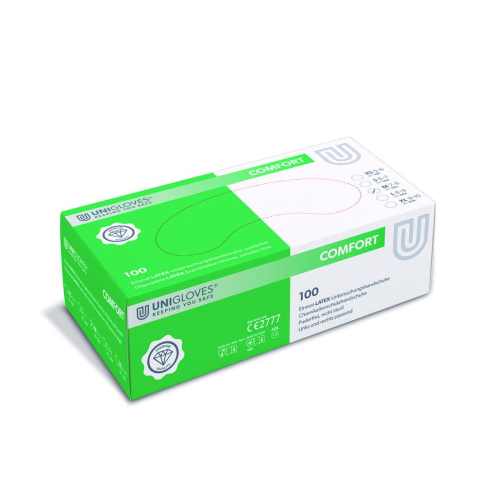 Unigloves Latex Examination Gloves "COMFORT" Size M, Non-Sterile, Powder-Free, Pack of 100