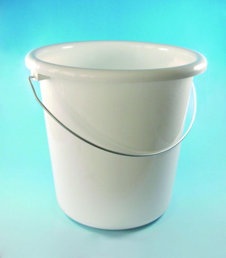 LLG Round Plastic Bucket 10 L PP White with Metal Handle and Graduations