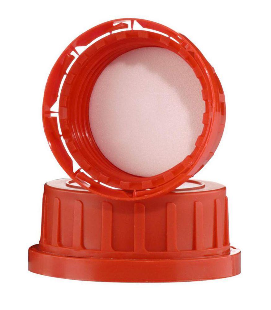 Kautex Tamper Evident Screw Cap, PP Red, 54 mm for 500–1000 mL Bottles