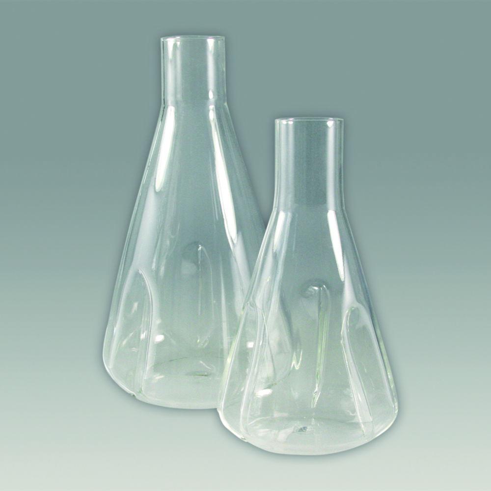 Witeg 100 mL Three-Baffle Flask, Straight Neck for Metal Caps, Flask Ø 64 mm, Height 112 mm, Neck Ø 38 mm