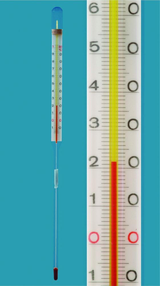 Amarell Industrial Thermometer (0 to +100°C, 1°C Divisions, 105 mm Length, Red Special Filling)