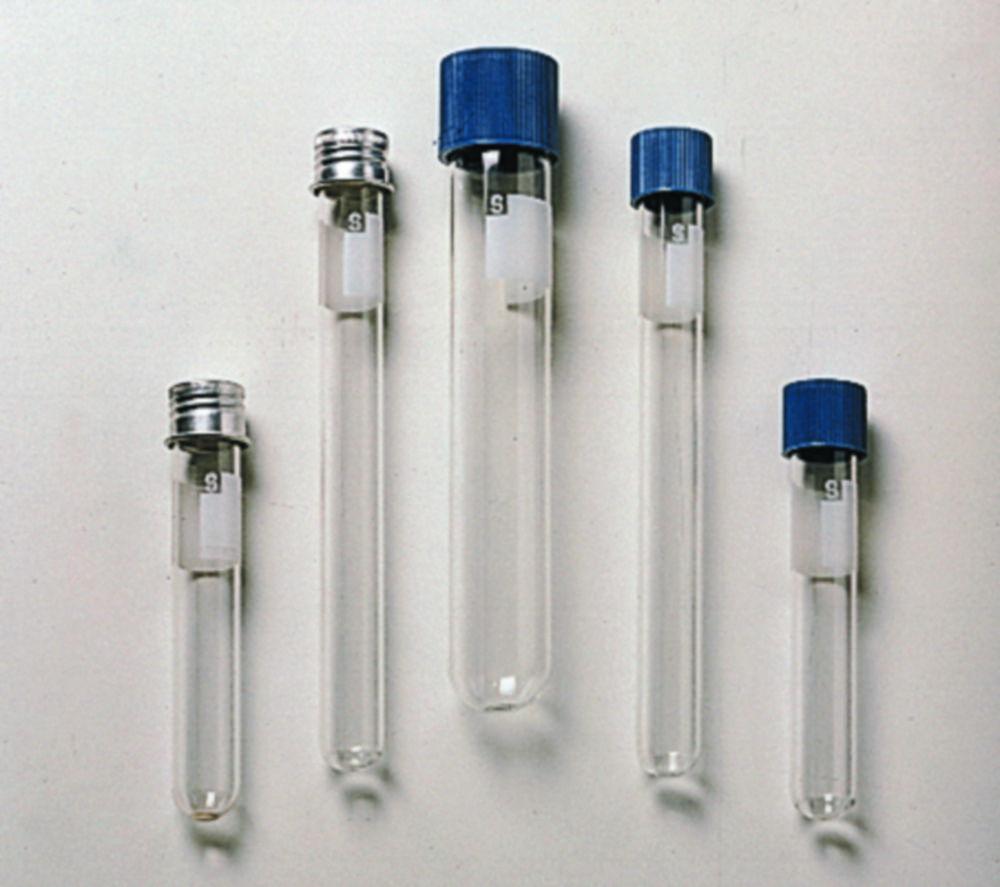 Schuett-Biotec 15 mL Borosilicate Glass Test Tubes with Plastic Screw Cap (Pack of 100)