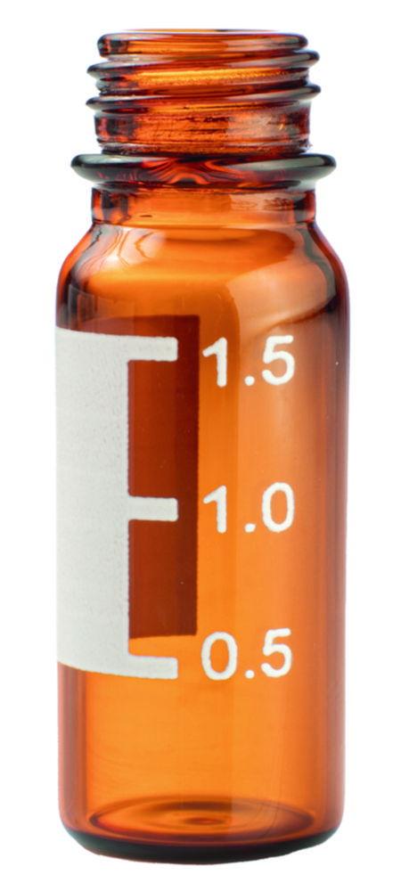 LLG Screw-Neck Vial SureStop 1.5 mL Brown 32x11.6 mm Hydrolytic Class I with Writing Area & Fill Mark Pack of 100