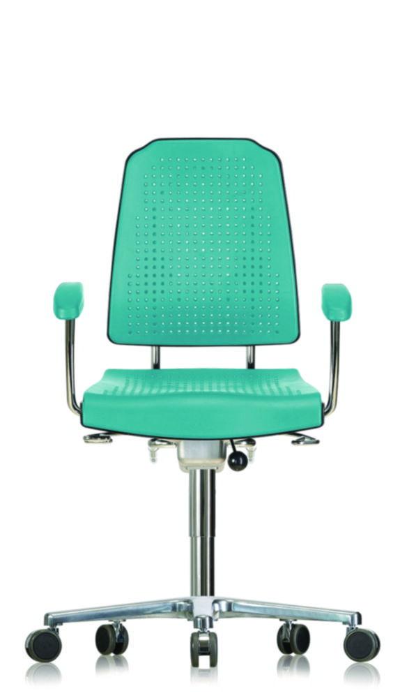 Werksitz Swivel Chair WS 9220 KLIMASTAR – Turquoise, with Armrests, Castors, PUR Integral Foam, Height Adjustable (450–620 mm)


