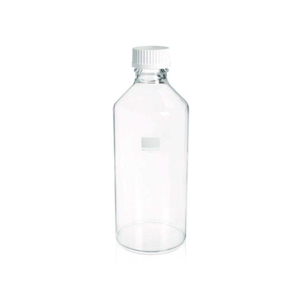 DWK Wheaton Roller Bottles 1380mL with 45mm White Polypropylene Screw Cap, Inner Sealing Ring & Pouring Ring (110mm Ø)