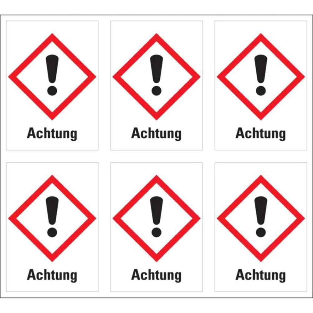 Danger symbol "Warning: under pressure standing gases", 37x52mm, sheet of 6 pcs.