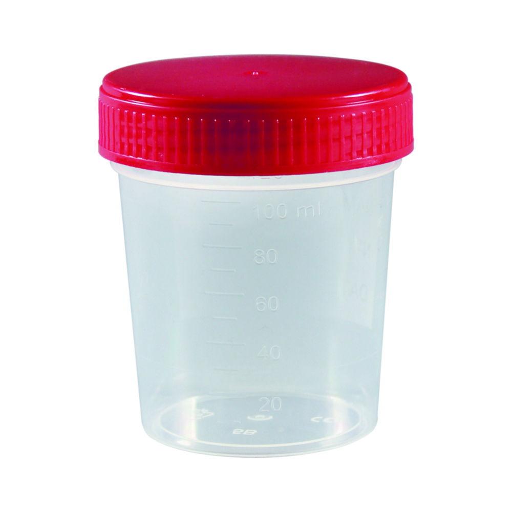 LLG Multipurpose Container, 120 mL, PP with Red PE Screw Cap, Frosted Label, Individually Wrapped, Pack of 250