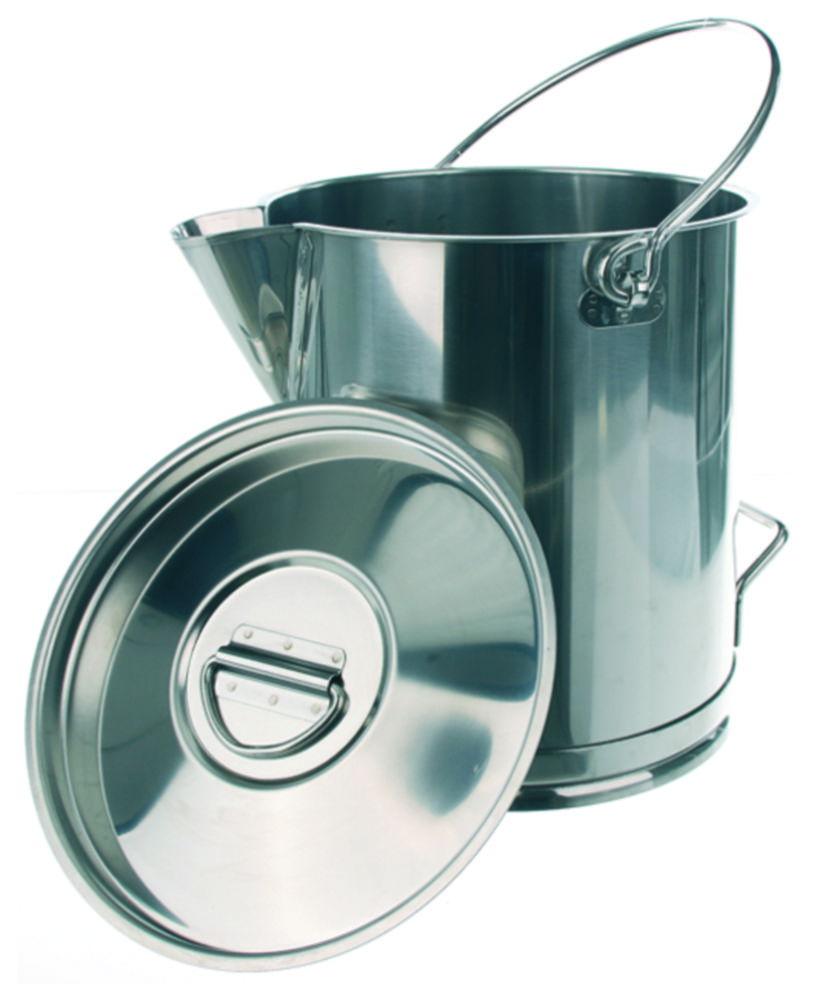 BOCHEM Measuring Can, 15 L, Graduated with Handle and Drain, 18/10-Steel