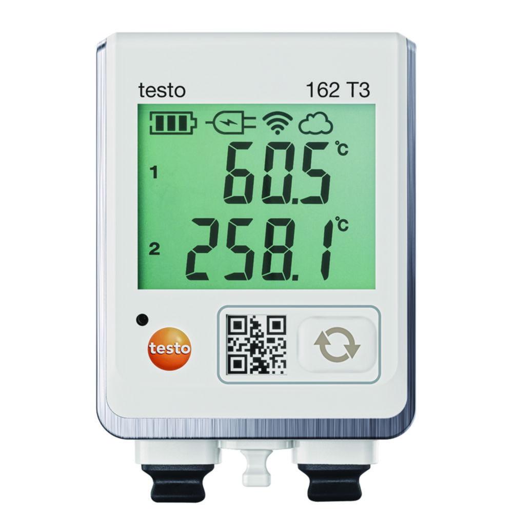 Online Data Logger testo 162 T3 w. display and 2 connections for TC temperature probes