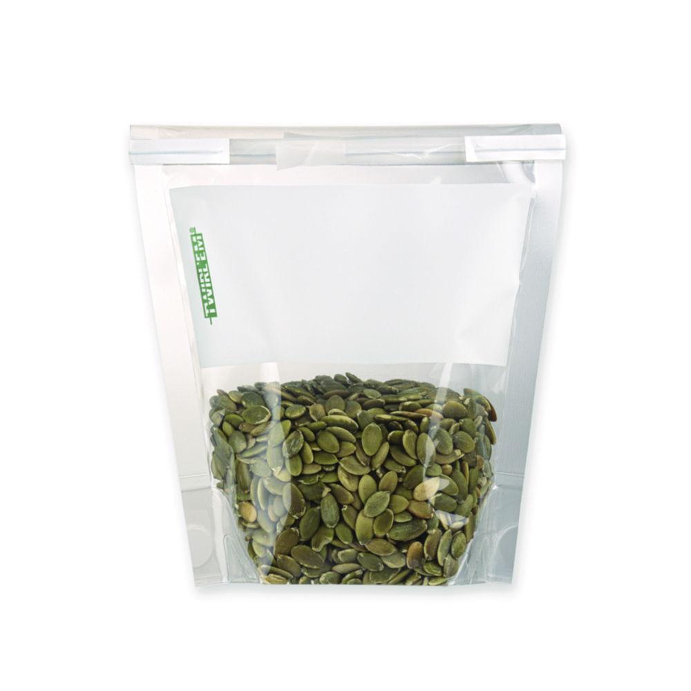 Labplas TWIRL'EM STAND-UP - Safety Tabs Stand-Up Bag 710ml Printed, Closure with 2 Round Wires 150x229mm, Pack of 250
