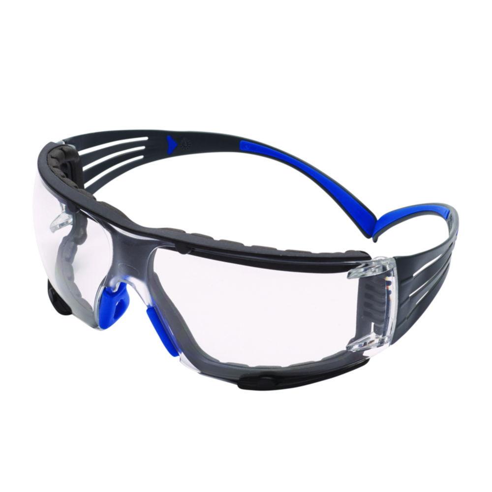 3M™ SecureFit™ 400 Series Safety Glasses with Scotchgard™ Anti-Fog Coating, Clear Lens, Blue/Grey Frame, with Foam Gasket