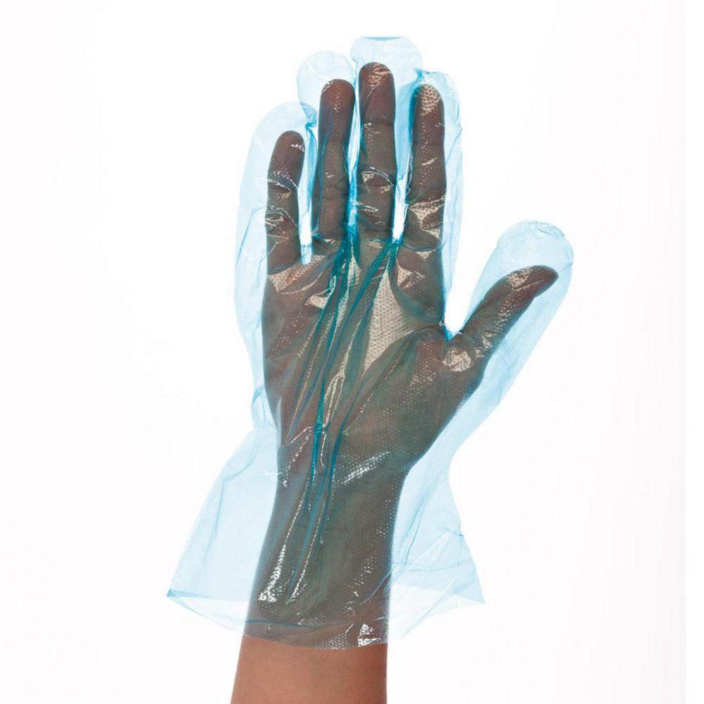 Gloves Polyclassic Soft, size L LDPE, hammered, 290mm, blue, pack of 100