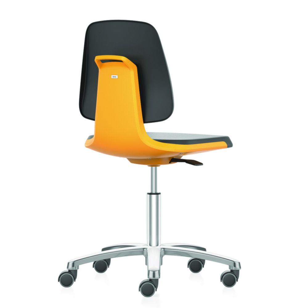 Interstuhl Büromöbel Laboratory Chair Labsit 2 with Castors, Integral Foam 9588, Black 2000 Seat Shell Orange, Alu Base Polished