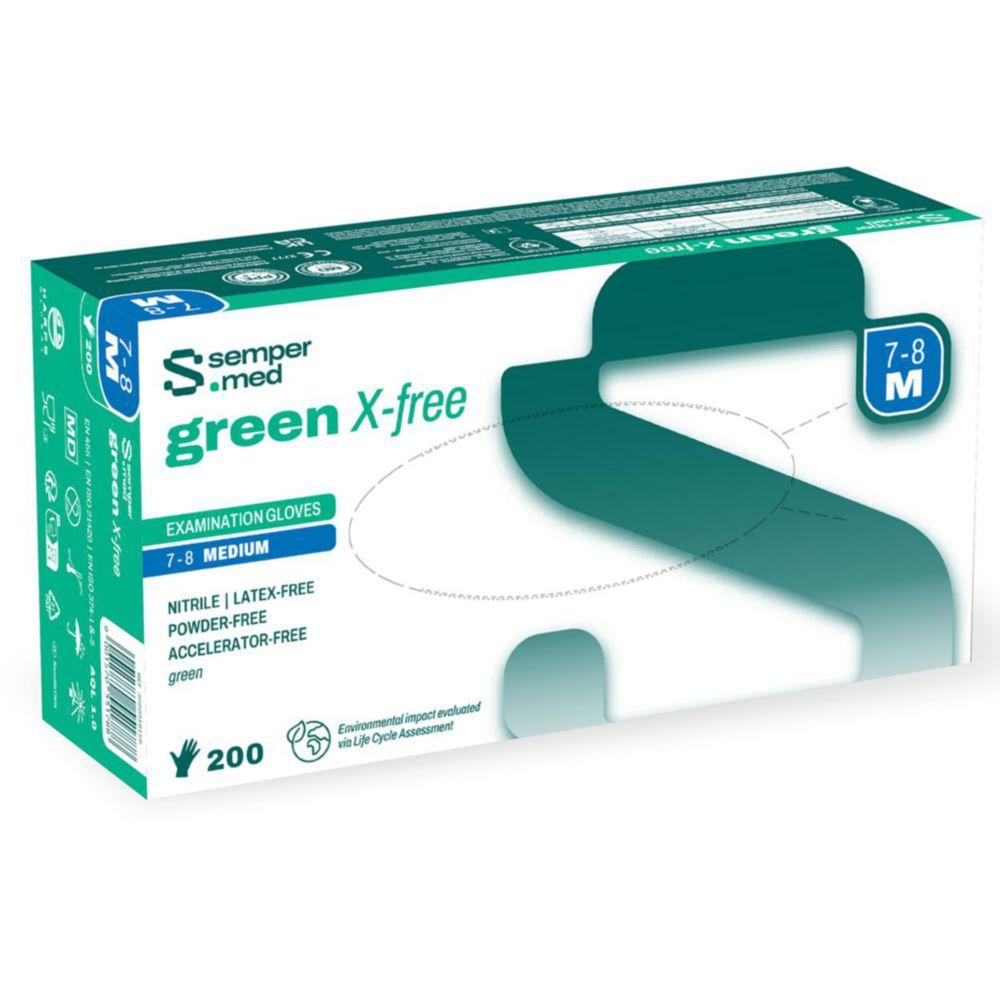 Disposable Gloves size M Sempermed® SM green X-free, nitrile, powder free, pack of 200