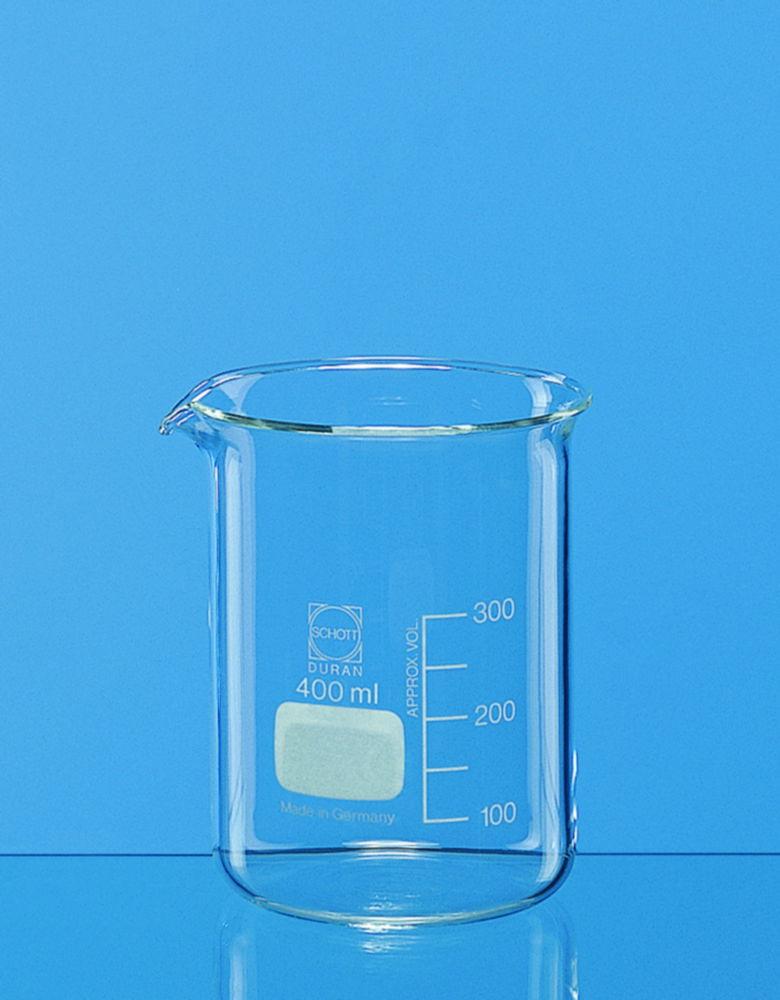 Beaker 150 ml, low form, Boro 3.3 with graduation and spout pack of 10