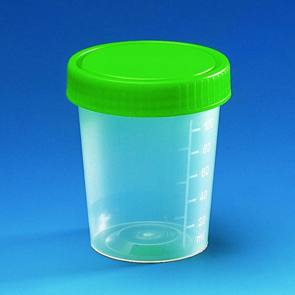 Urine beaker, PP, PLASTIBRAND, with screw cap PU=1000