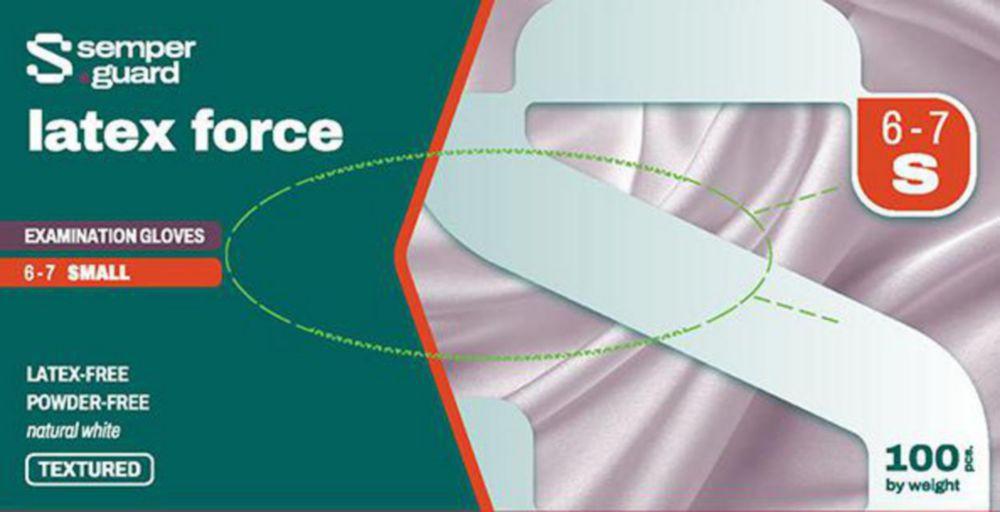 Disposable Gloves size S (6.5) Semperguard® Latex force, Latex, powder-free, pack of 100